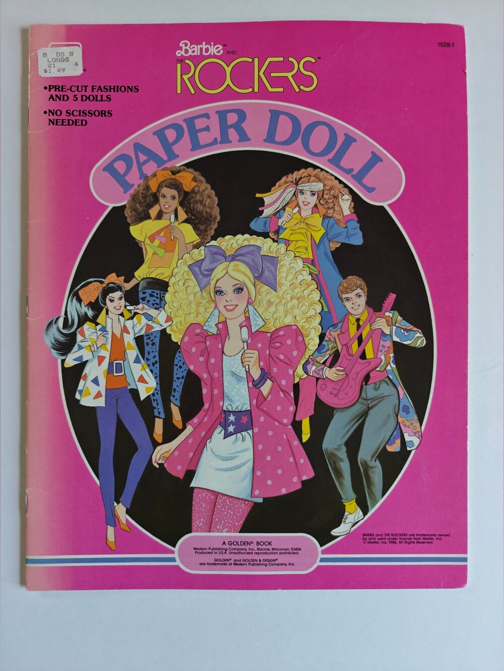 Vintage 1986 Uncut BARBIE AND THE ROCKERS Paper Doll Book Golden Book Mattel